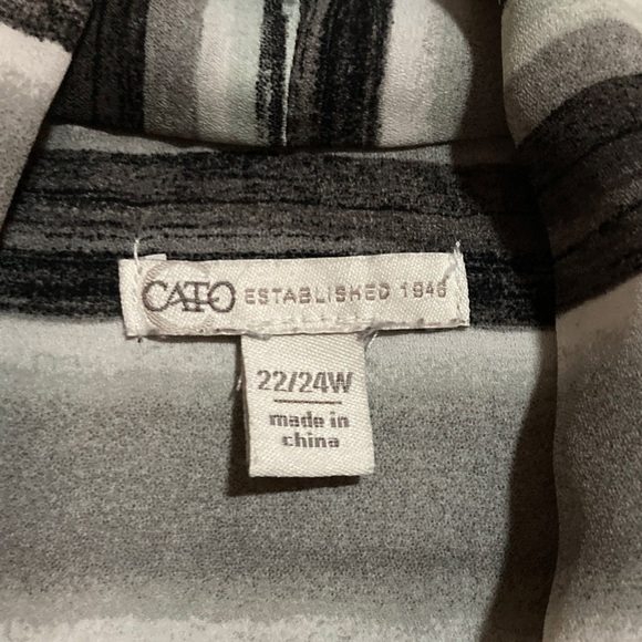Cato Elegant Black and Gray Striped Blouse - Picture 2 of 4